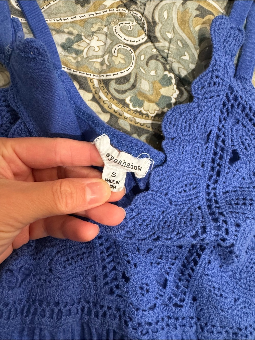 Eyeshadow Blue Crochet Tank Top - Picture 3 of 3